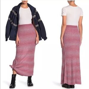 Free people Striped pink maxi alpaca wool blend skirt sweater SZ XS